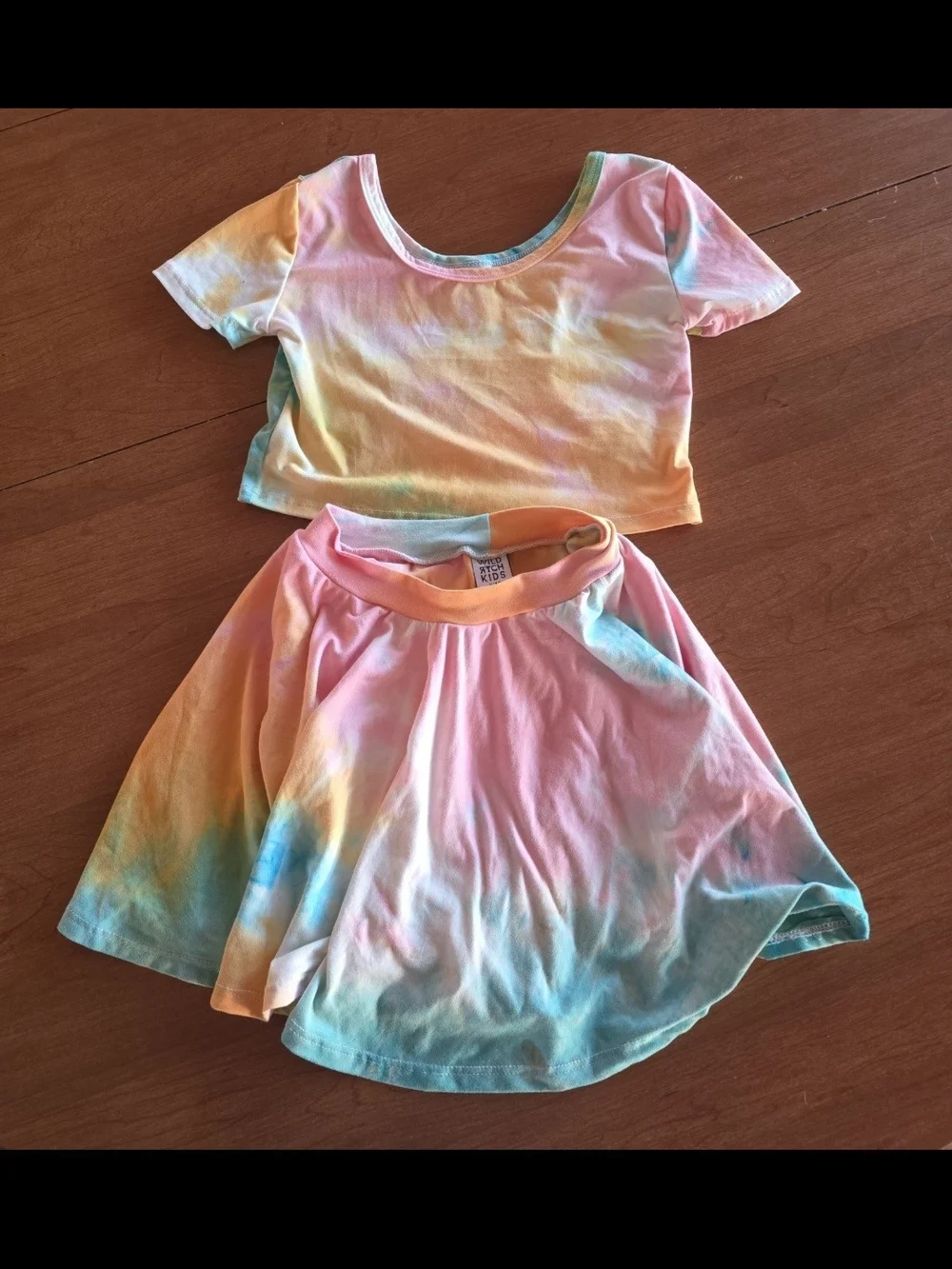 WRK Pastel Tie-Dye Crop Top & Skirt Set